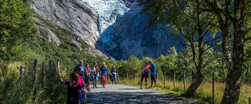 A group of tourist walking in a natural park